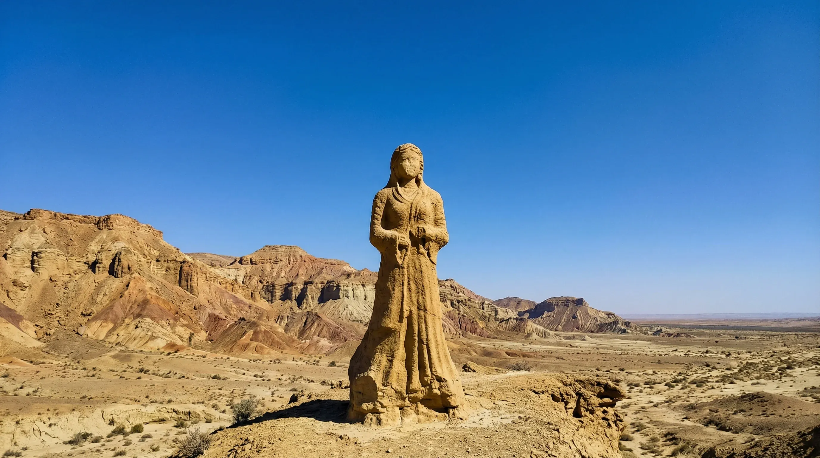 The natural rock formation known as the Princess of Hope stands in the desert landscape of Hingol National Park, Balochistan.