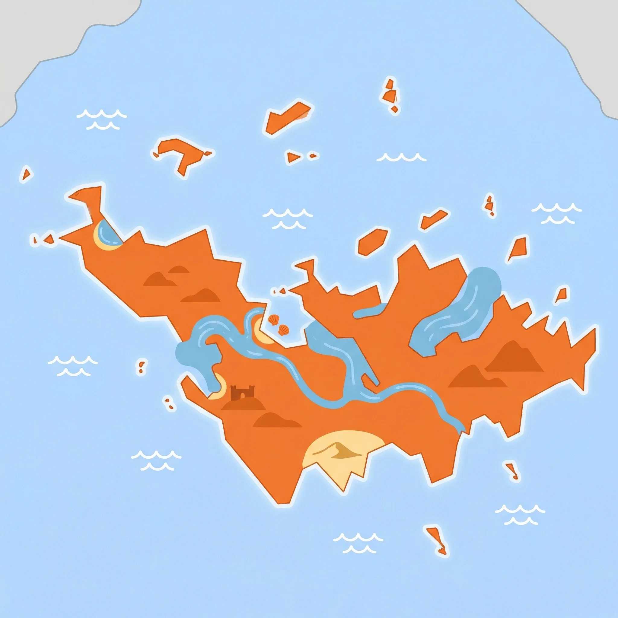 Colourful illustrated map of Saint Barthélemy showing 1 tourist regions including Saint Barthélemy, decorated with iconic landmarks like Saline Beach, Colombier Beach, Shell Beach, and Fort Gustave, with geographic features including Morne du Vitet, Gustavia Harbor, St. Jean Bay, and Anse de Grande Saline.