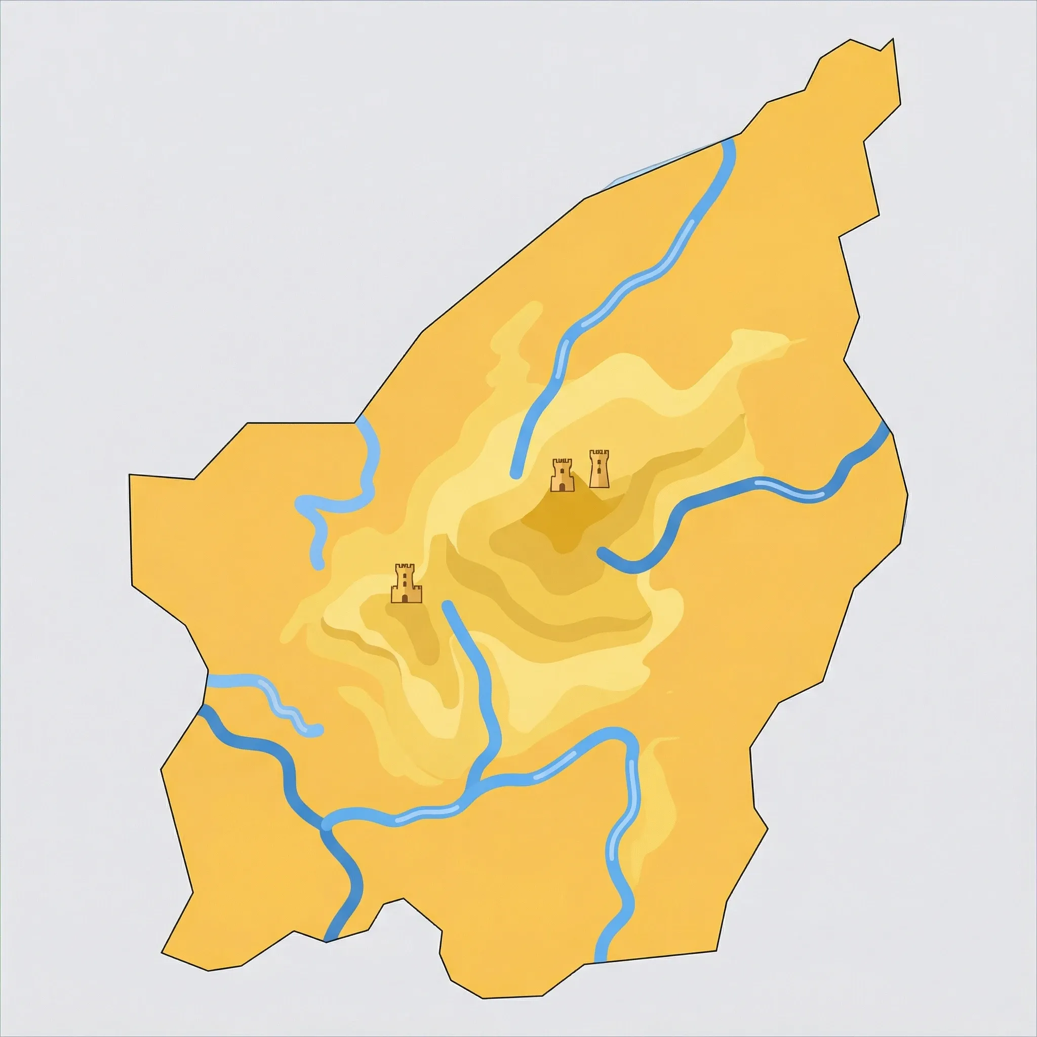 Colourful illustrated map of San Marino showing 1 tourist regions including San Marino, decorated with iconic landmarks like Three Towers of San Marino, Cesta Tower, Mount Titano, and Guaita Tower, with geographic features including Mount Titano, Marano River, and San Marino River.