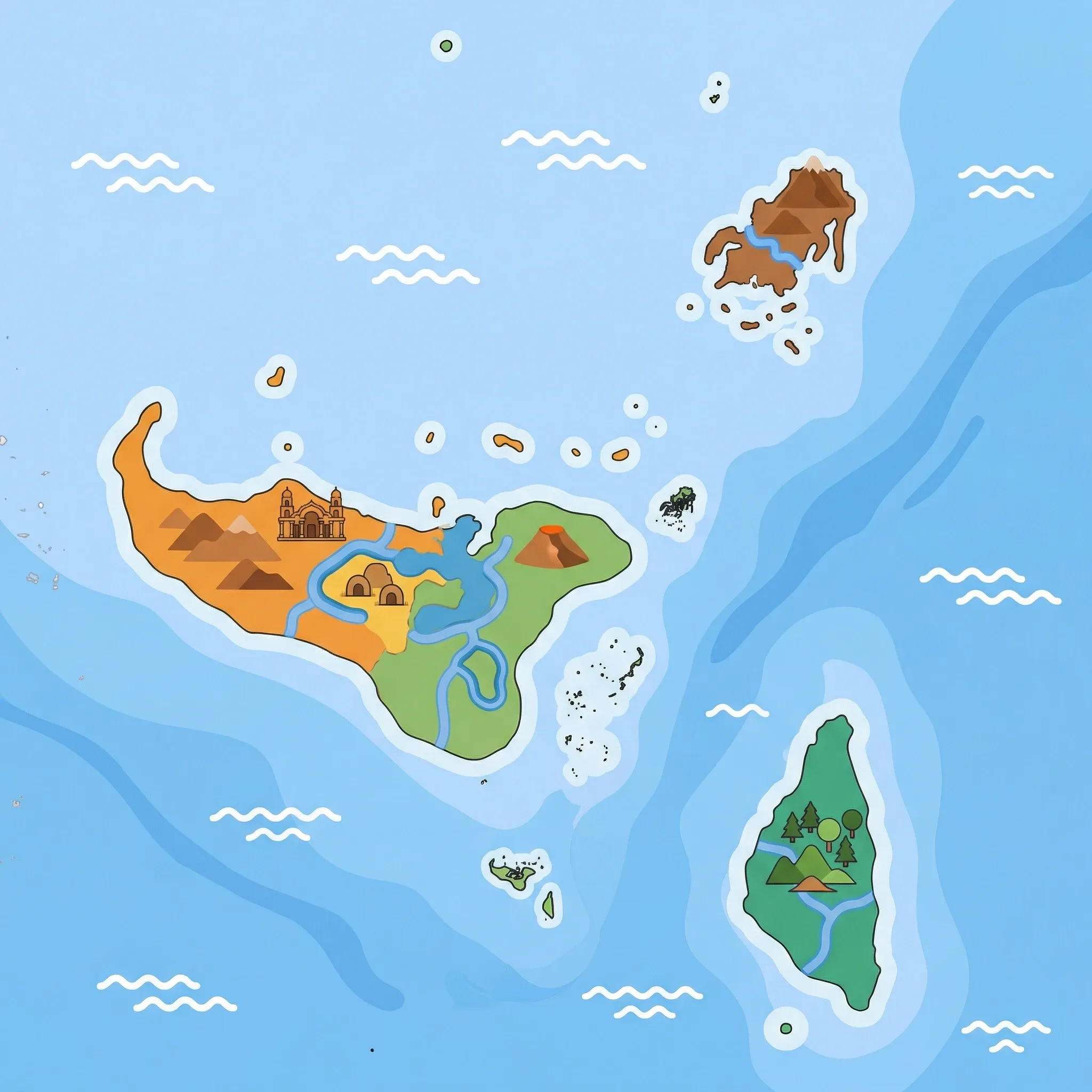 Colourful illustrated map of Tonga showing 1 tourist regions including Tonga, decorated with iconic landmarks like 'Eua National Park, Royal Palace and Royal Tombs, Royal Palace, and Tongatapu Scenic Island Loop, with geographic features including Tongatapu, Vava'u Group, Ha'apai Group, and 'Eua Island.
