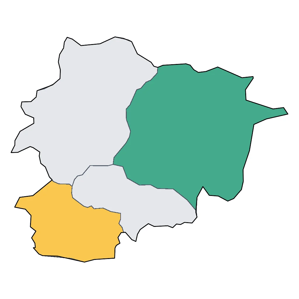 Map showing regions suitable for Theme Park & Entertainment in Andorra. Overall suitability: good.