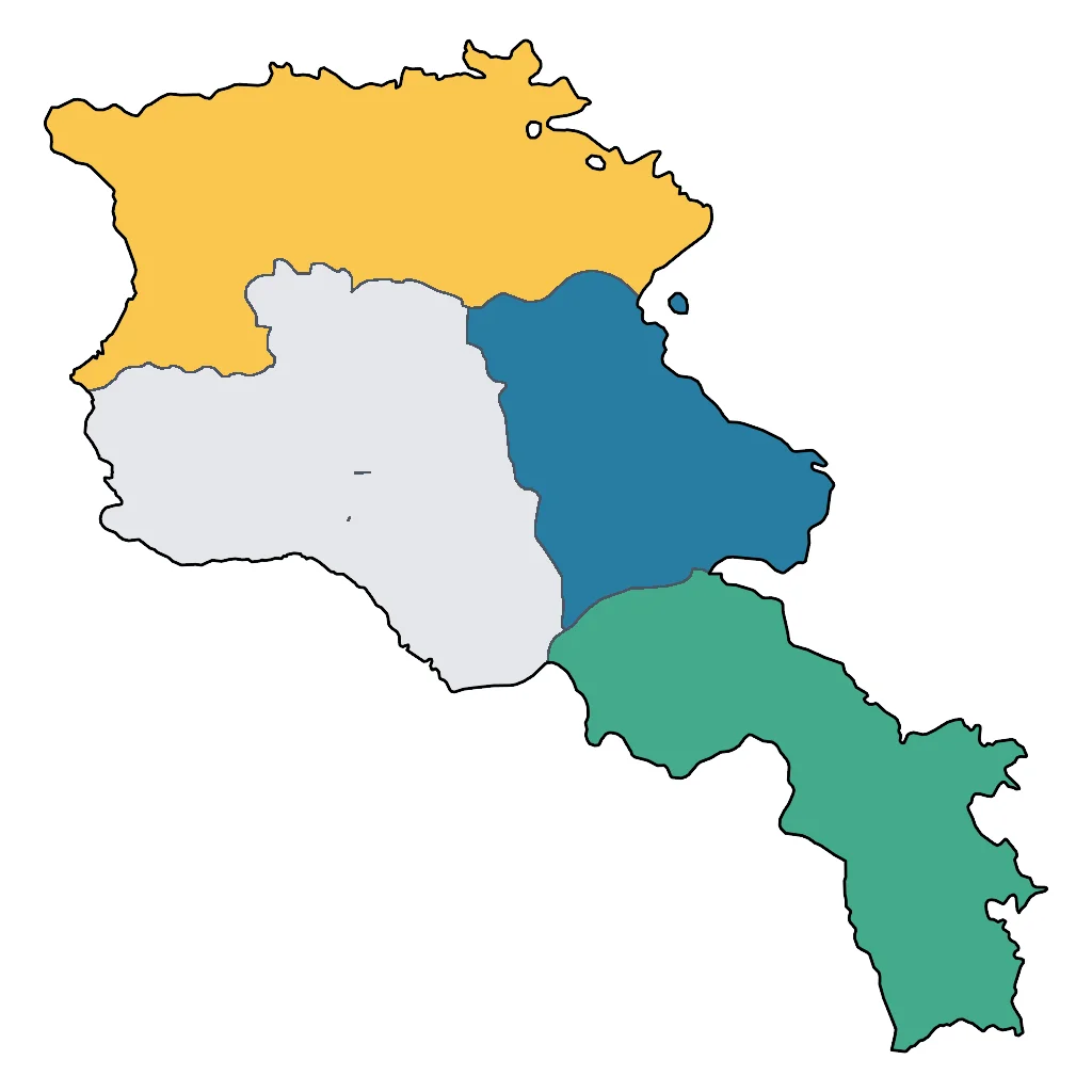Map showing regions suitable for Adventure & Nature in Armenia. Overall suitability: very_good.
