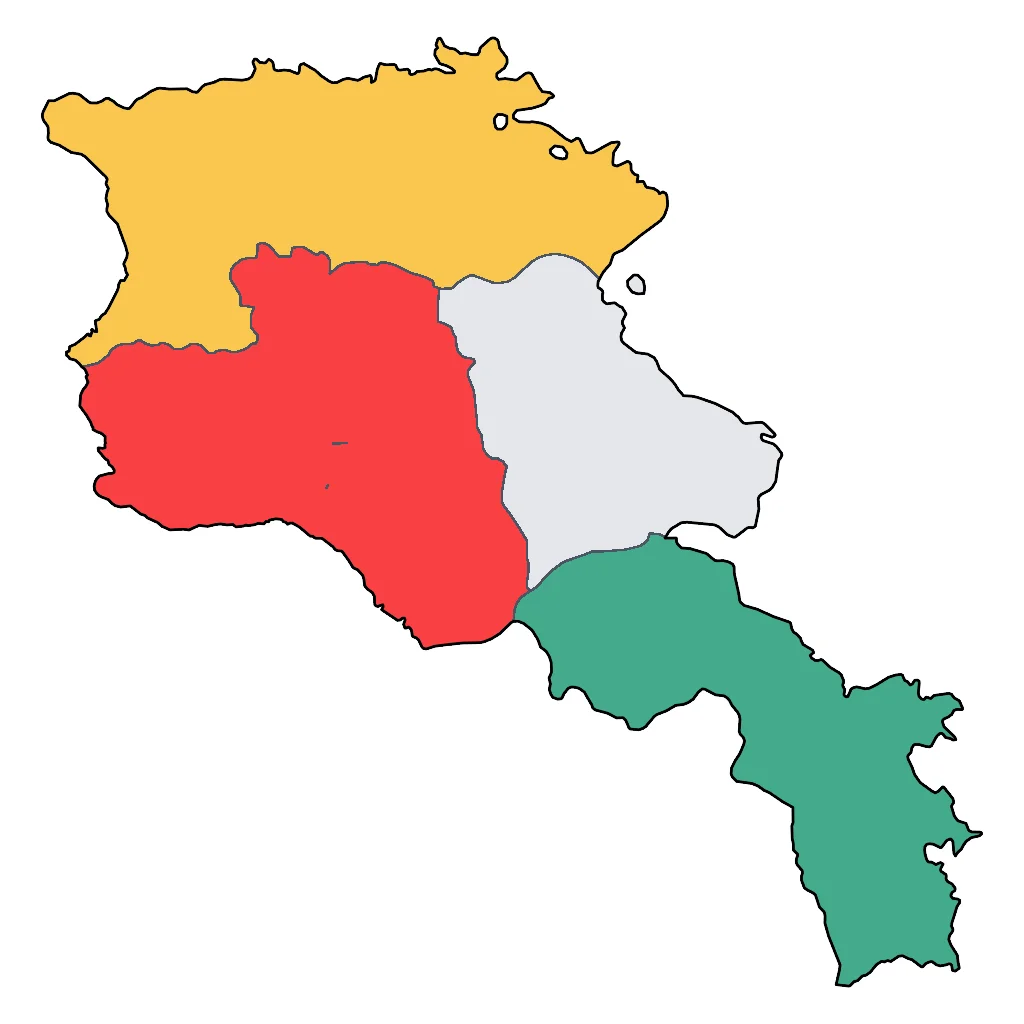 Map showing regions suitable for Relaxation & Wellness in Armenia. Overall suitability: good.