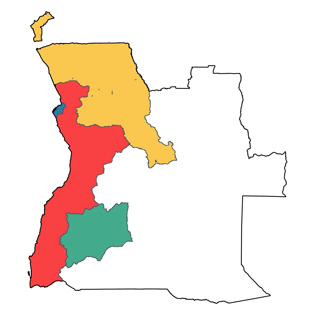 Map showing regions suitable for City & Cultural in Angola. Overall suitability: good.