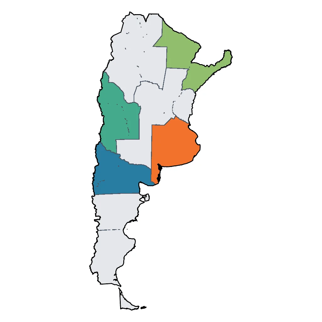 Map showing regions suitable for Relaxation & Wellness in Argentina. Overall suitability: very_good.