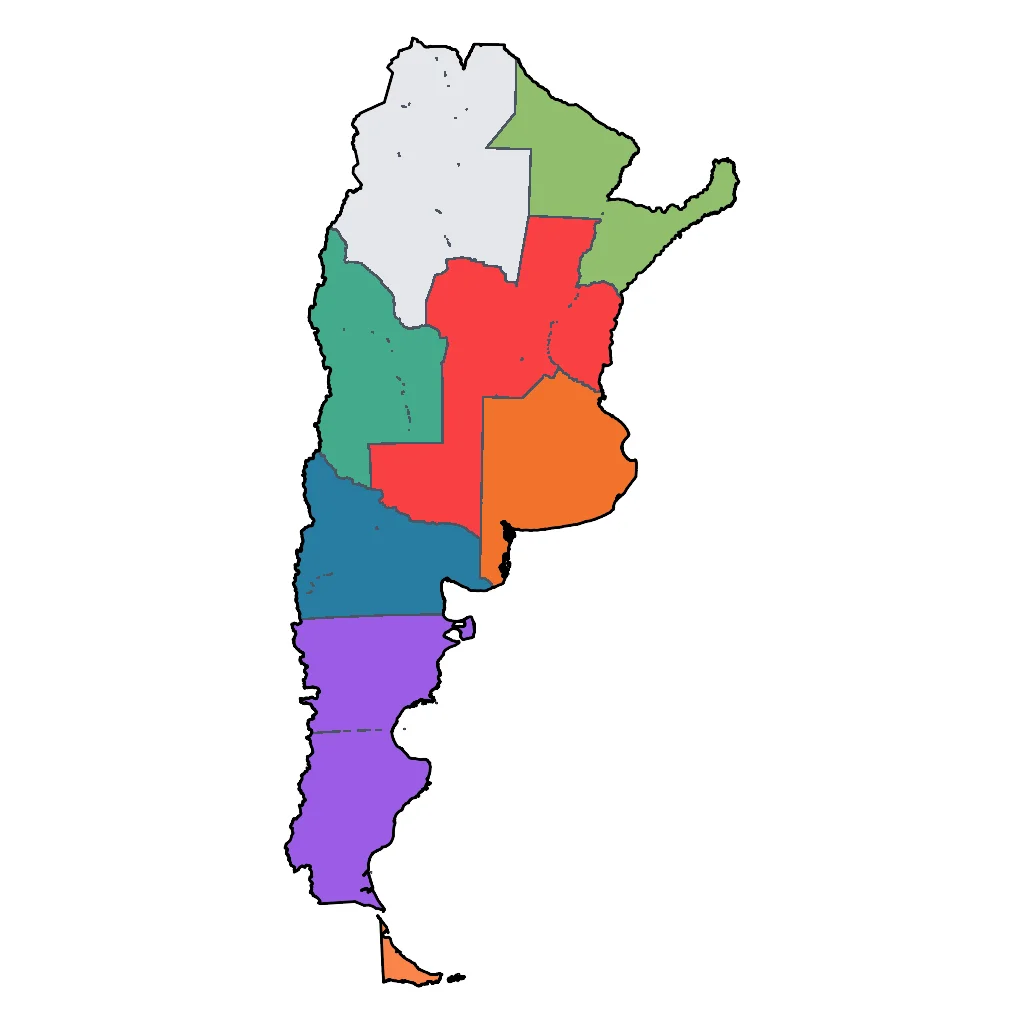 Map showing regions suitable for Sports & Active in Argentina. Overall suitability: very_good.