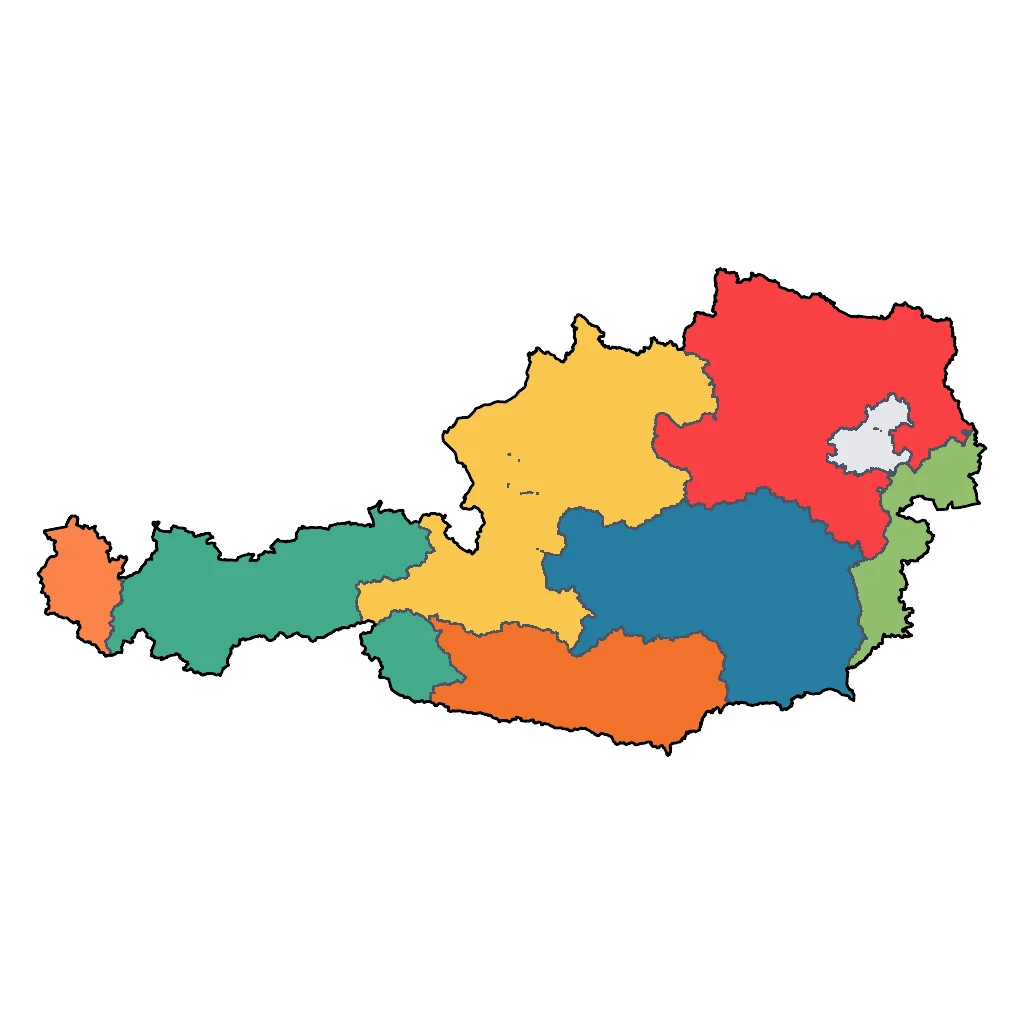 Map showing regions suitable for Adventure & Nature in Austria. Overall suitability: excellent.