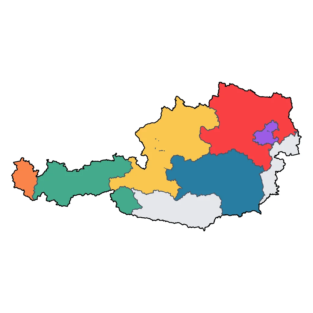 Map showing regions suitable for City & Cultural in Austria. Overall suitability: excellent.
