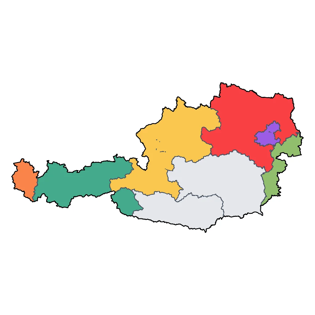 Map showing regions suitable for Festivals & Seasonal in Austria. Overall suitability: excellent.