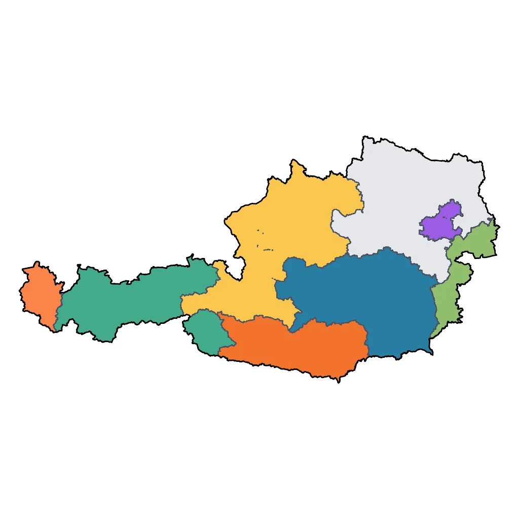 Map showing regions suitable for Relaxation & Wellness in Austria. Overall suitability: excellent.