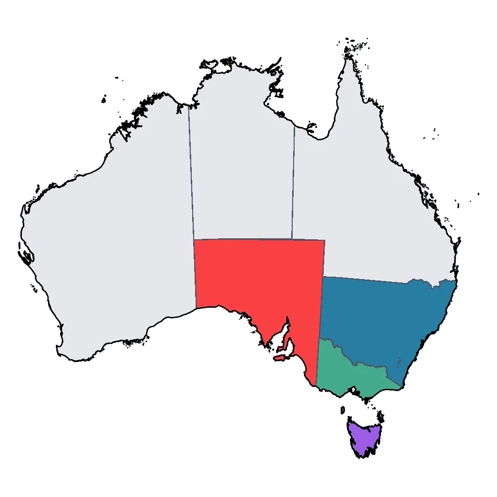 Map showing regions suitable for City & Cultural in Australia. Overall suitability: excellent.