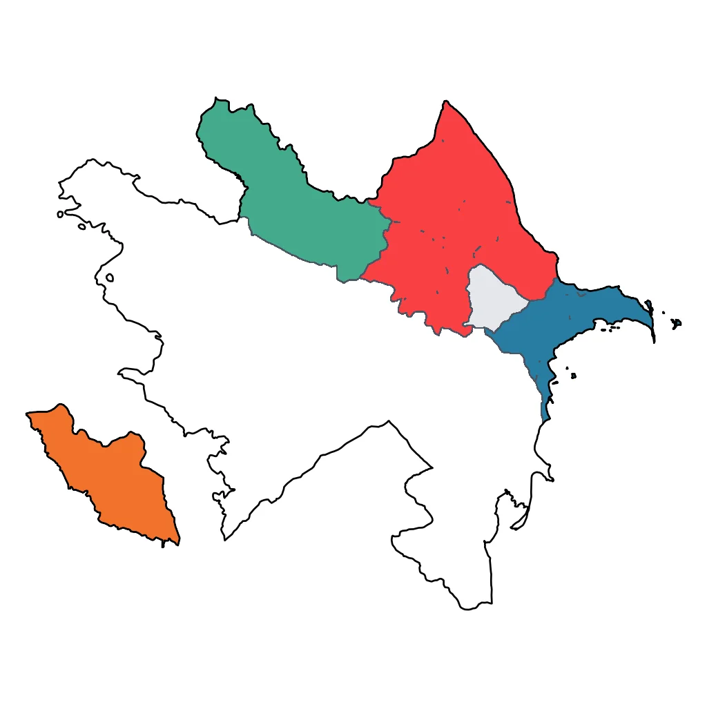 Map showing regions suitable for Road Trips & Scenic in Azerbaijan. Overall suitability: very_good.