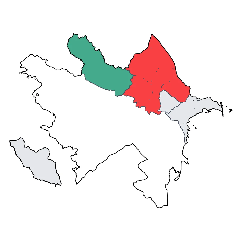 Map showing regions suitable for Ski & Snow in Azerbaijan. Overall suitability: very_good.