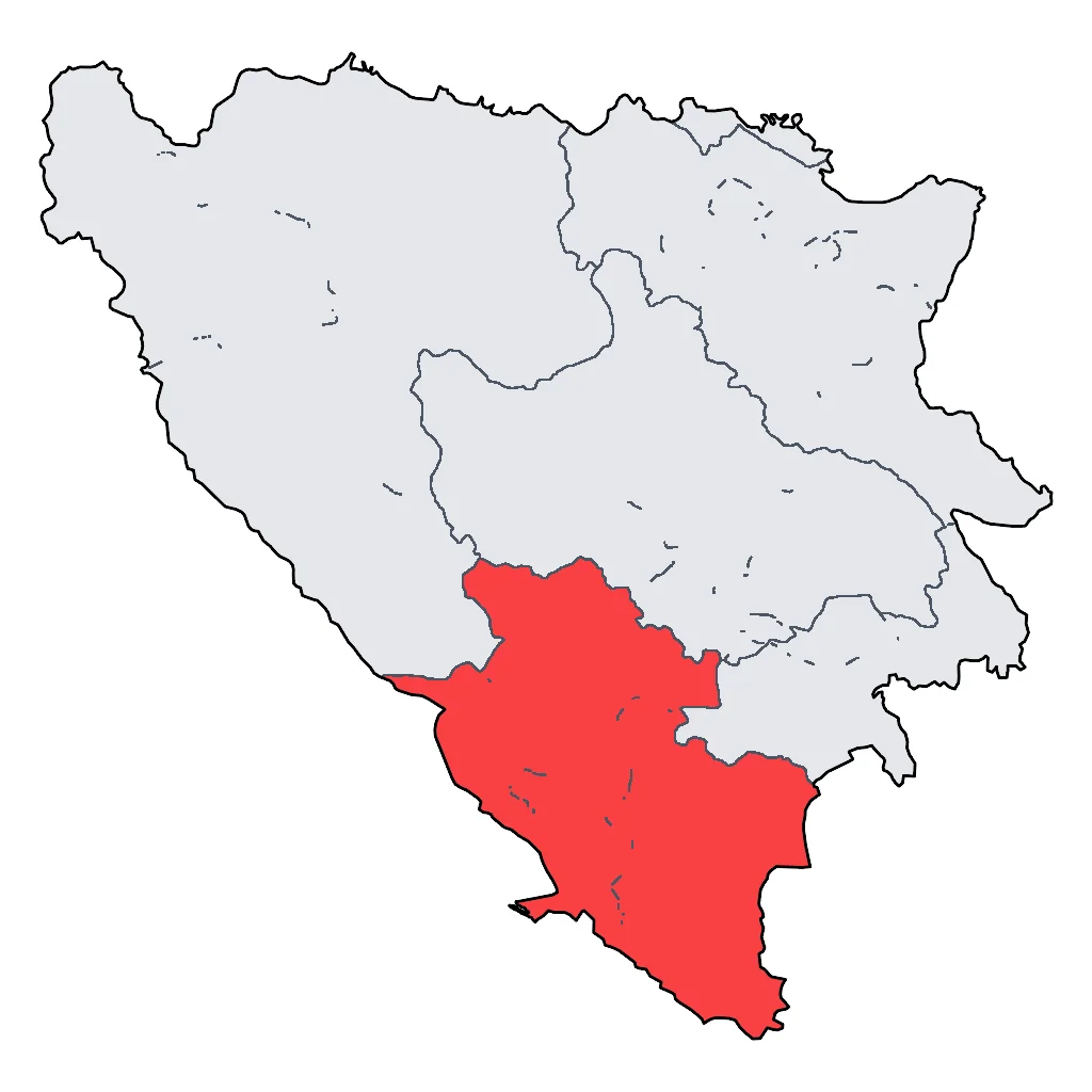 Map showing regions suitable for Beach & Sea in Bosnia and Herzegovina. Overall suitability: good.