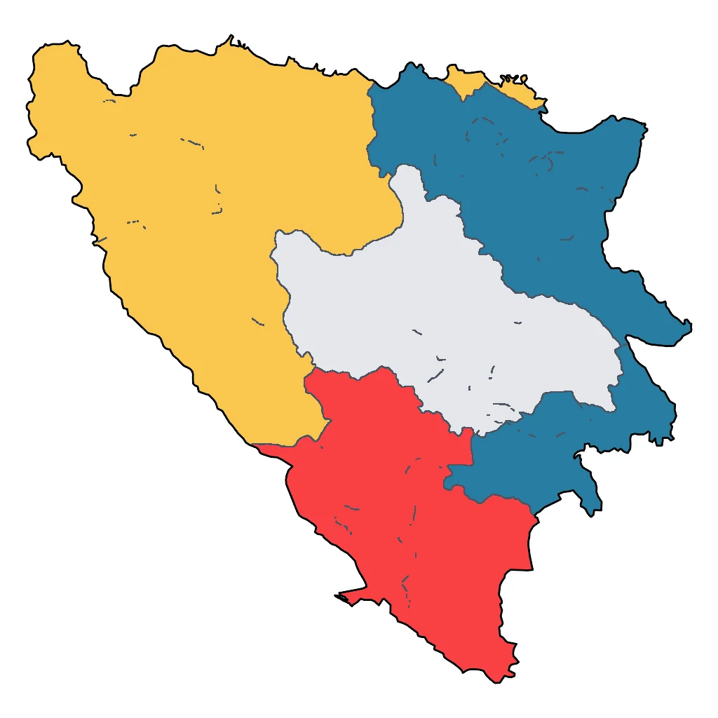 Map showing regions suitable for Sports & Active in Bosnia and Herzegovina. Overall suitability: very_good.