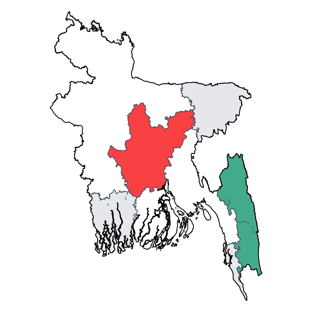 Map showing regions suitable for City & Cultural in Bangladesh. Overall suitability: very_good.