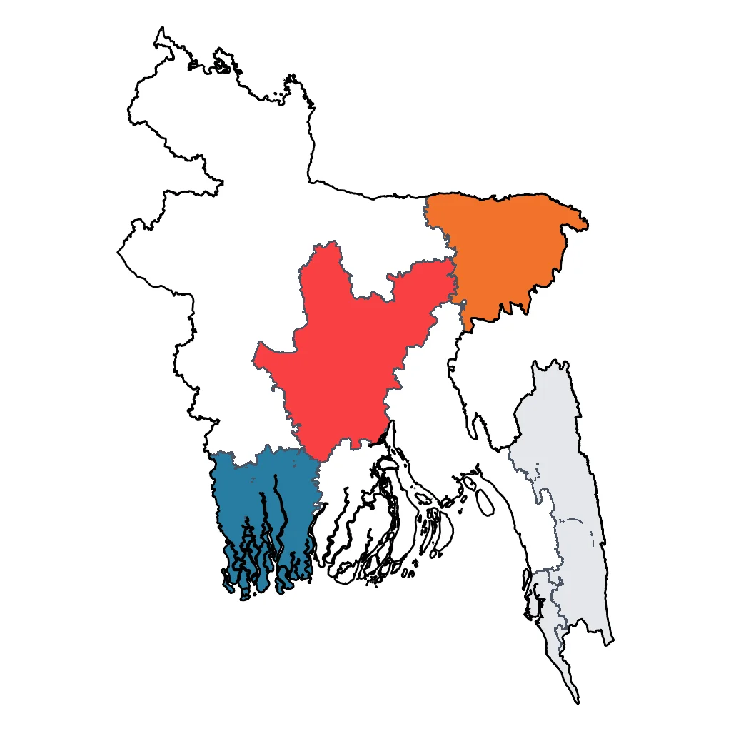 Map showing regions suitable for Educational & Exploratory in Bangladesh. Overall suitability: very_good.