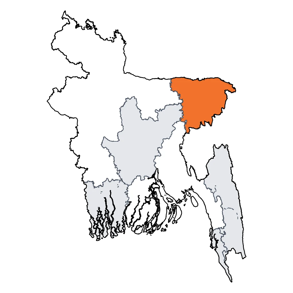 Map showing regions suitable for Sports & Active in Bangladesh. Overall suitability: good.