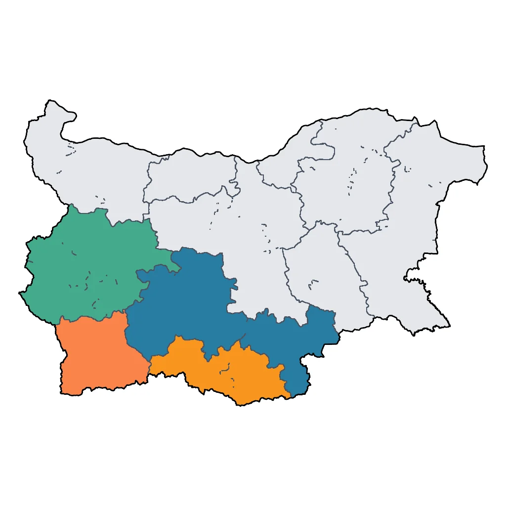 Map showing regions suitable for Relaxation & Wellness in Bulgaria. Overall suitability: very_good.