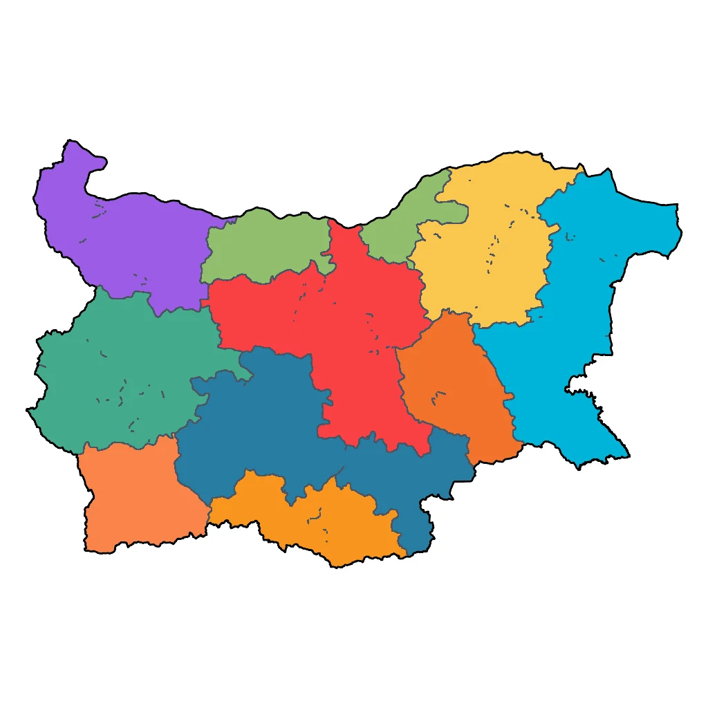 Map showing regions suitable for Road Trips & Scenic in Bulgaria. Overall suitability: very_good.