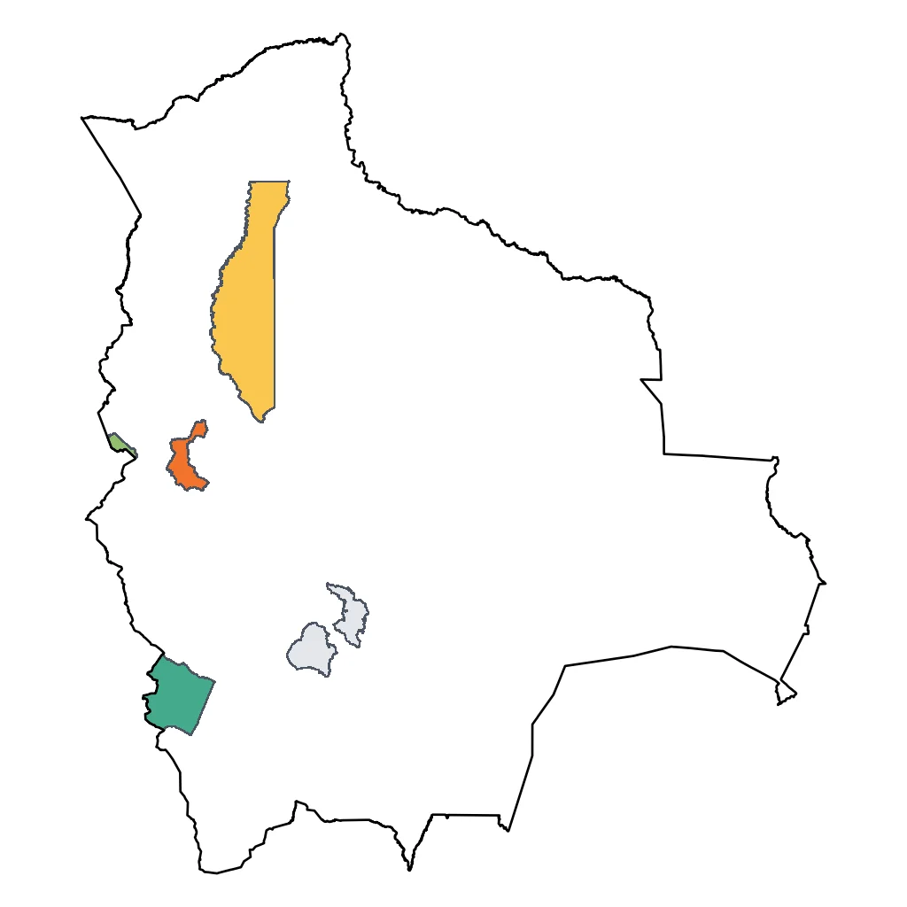 Map showing regions suitable for Sports & Active in Bolivia. Overall suitability: very_good.