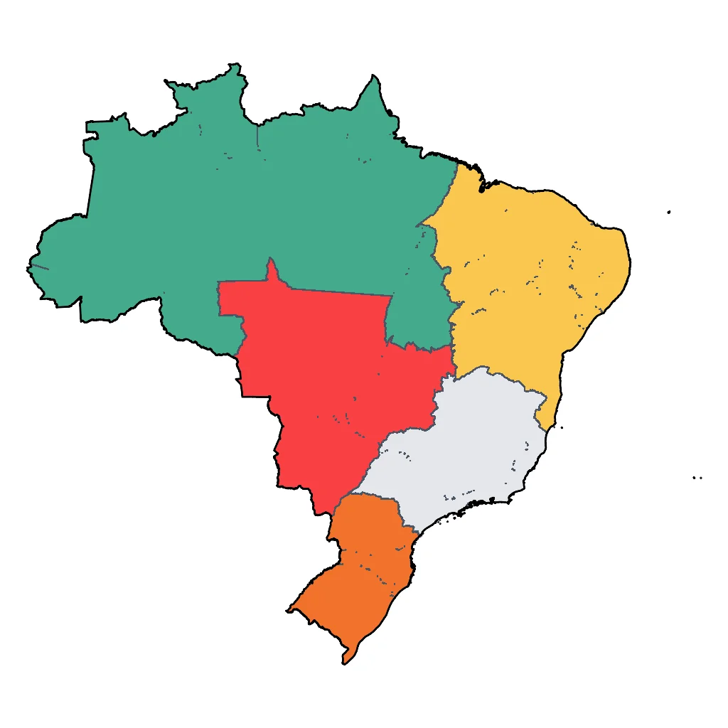 Map showing regions suitable for Adventure & Nature in Brazil. Overall suitability: excellent.