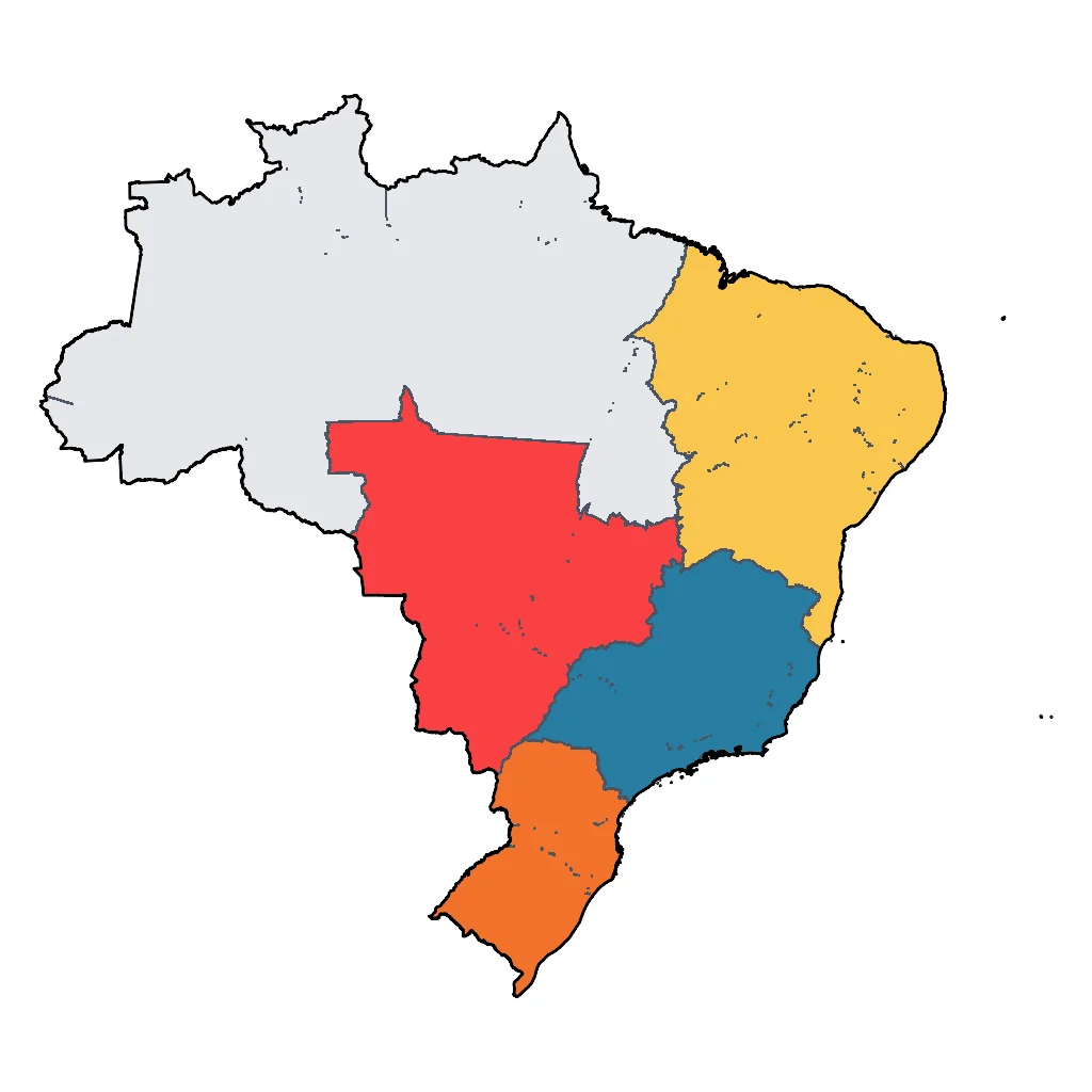 Map showing regions suitable for Sports & Active in Brazil. Overall suitability: excellent.