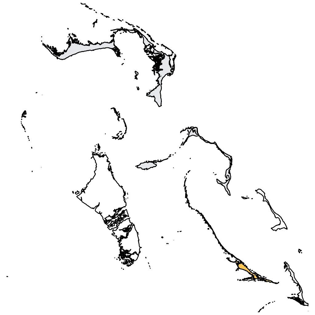 Map showing regions suitable for Educational & Exploratory in The Bahamas. Overall suitability: marginal.