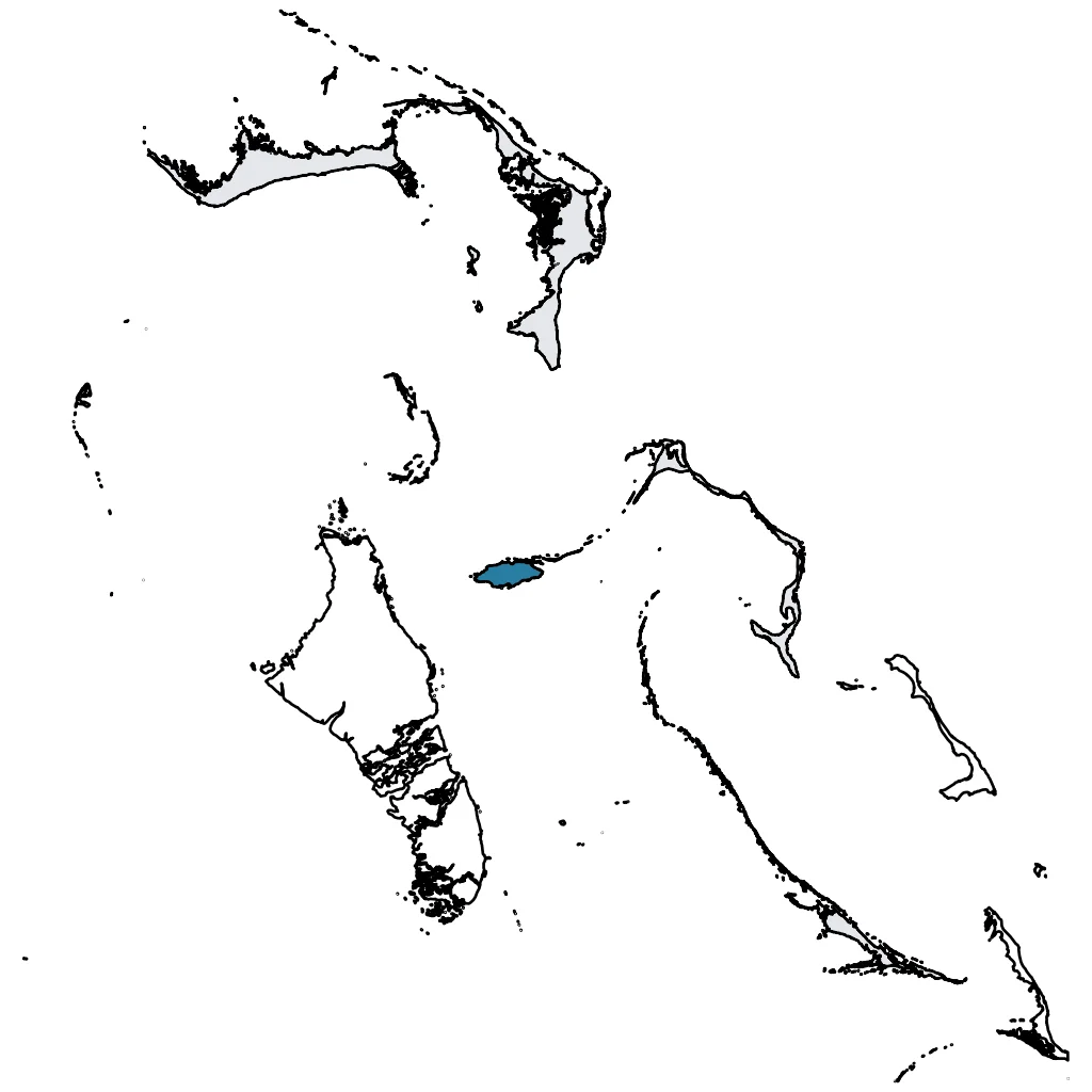 Map showing regions suitable for Theme Park & Entertainment in The Bahamas. Overall suitability: excellent.