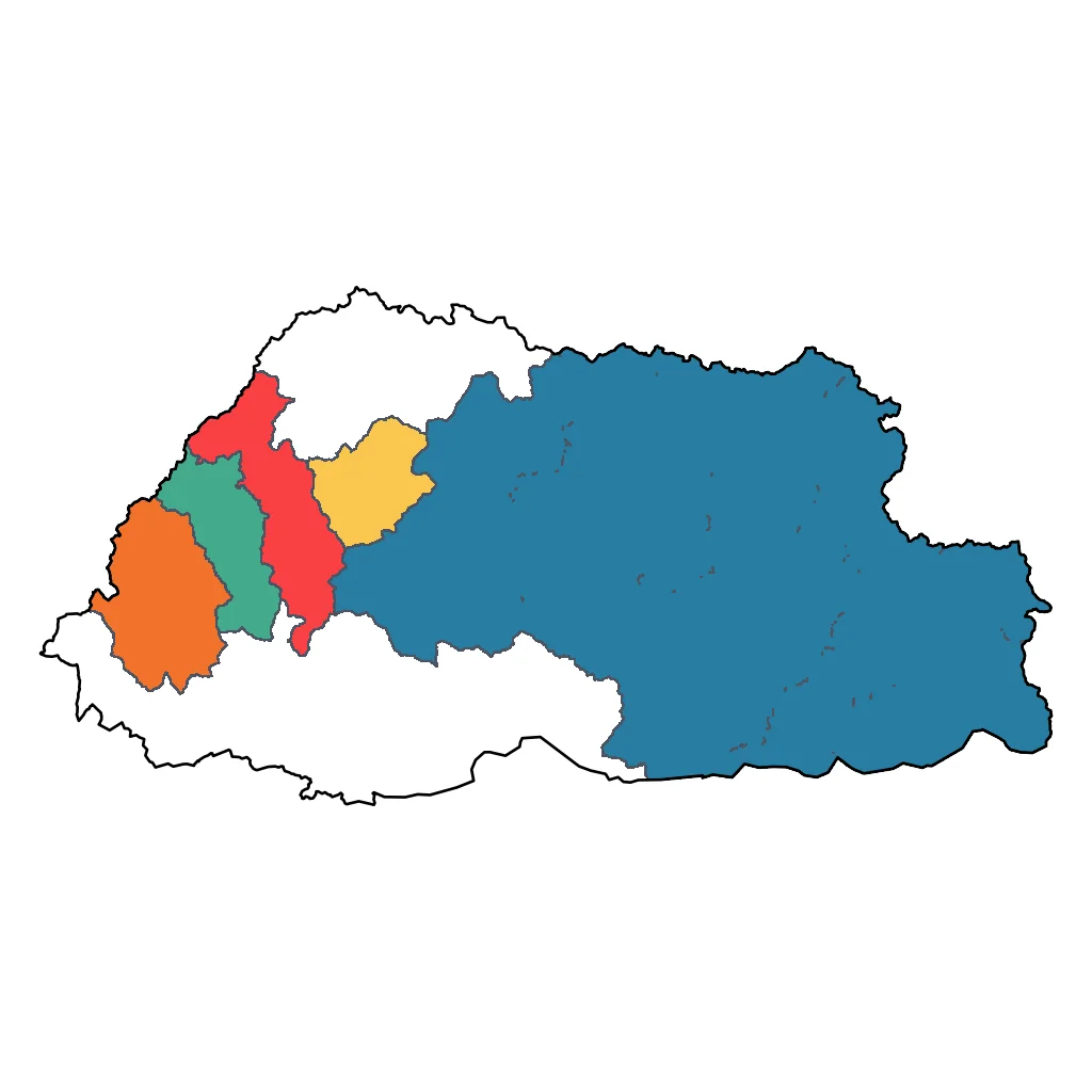 Map showing regions suitable for Festivals & Seasonal in Bhutan. Overall suitability: excellent.