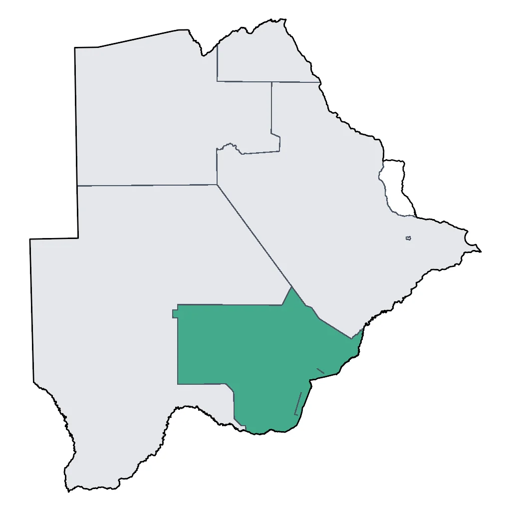 Map showing regions suitable for City & Cultural in Botswana. Overall suitability: good.