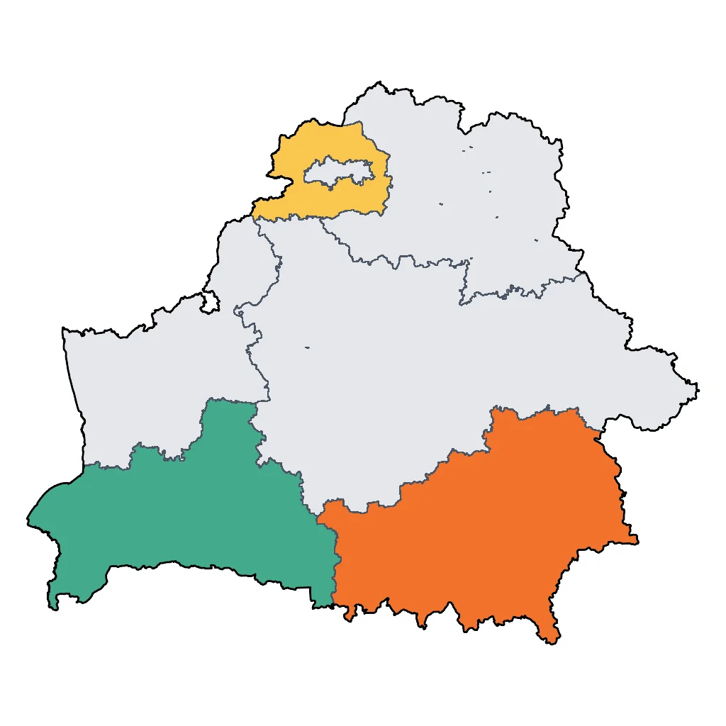 Map showing regions suitable for Sports & Active in Belarus. Overall suitability: good.