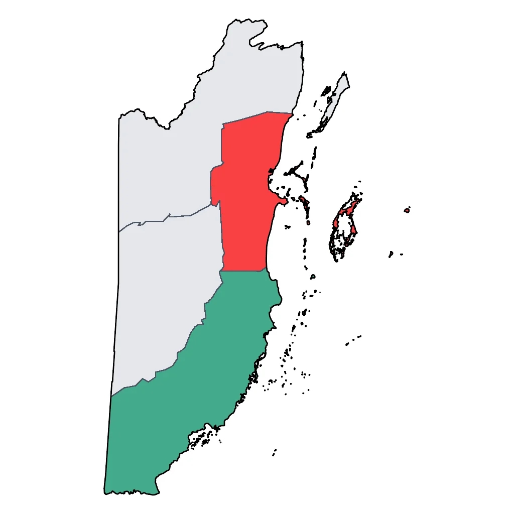 Map showing regions suitable for Festivals & Seasonal in Belize. Overall suitability: good.