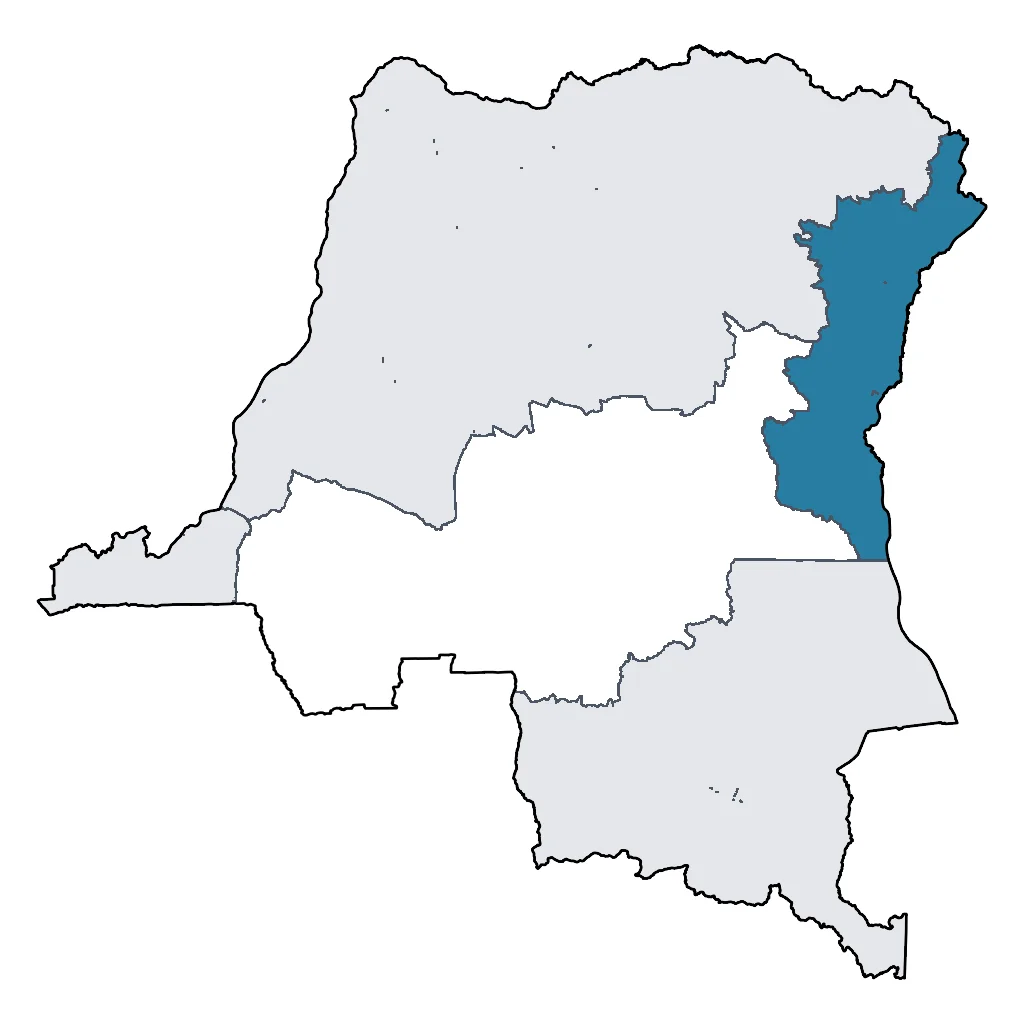 Map showing regions suitable for Beach & Sea in Democratic Republic of the Congo. Overall suitability: marginal.