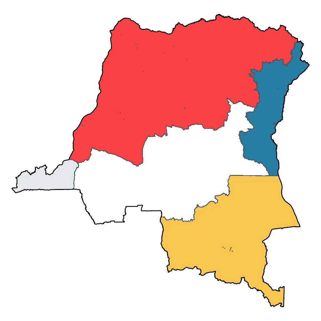 Map showing regions suitable for Sports & Active in Democratic Republic of the Congo. Overall suitability: good.