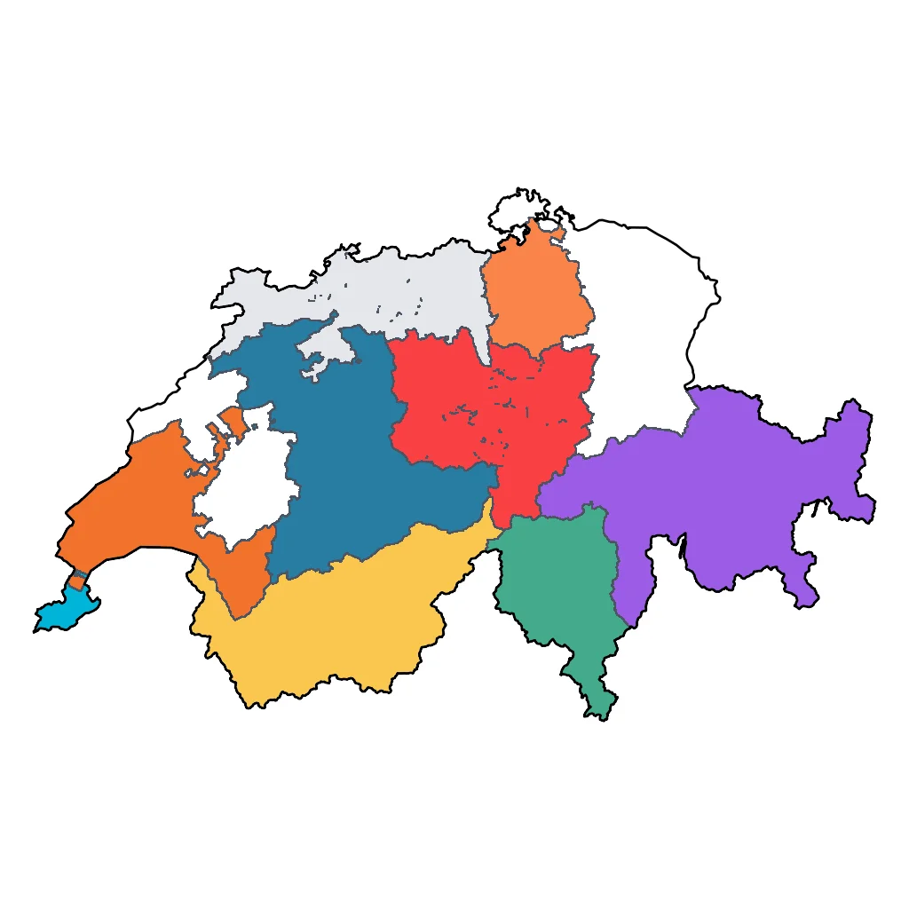 Map showing regions suitable for Relaxation & Wellness in Switzerland. Overall suitability: excellent.