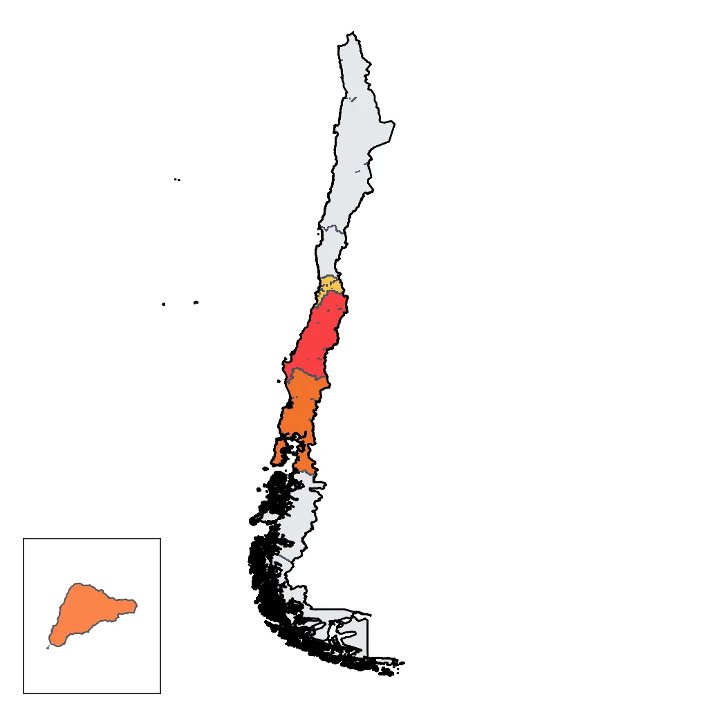 Map showing regions suitable for Festivals & Seasonal in Chile. Overall suitability: very_good.