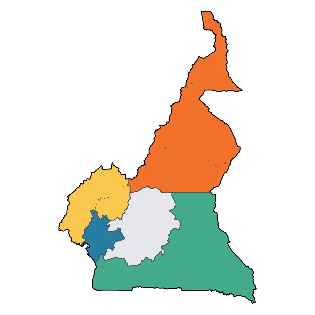 Map showing regions suitable for Adventure & Nature in Cameroon. Overall suitability: very_good.