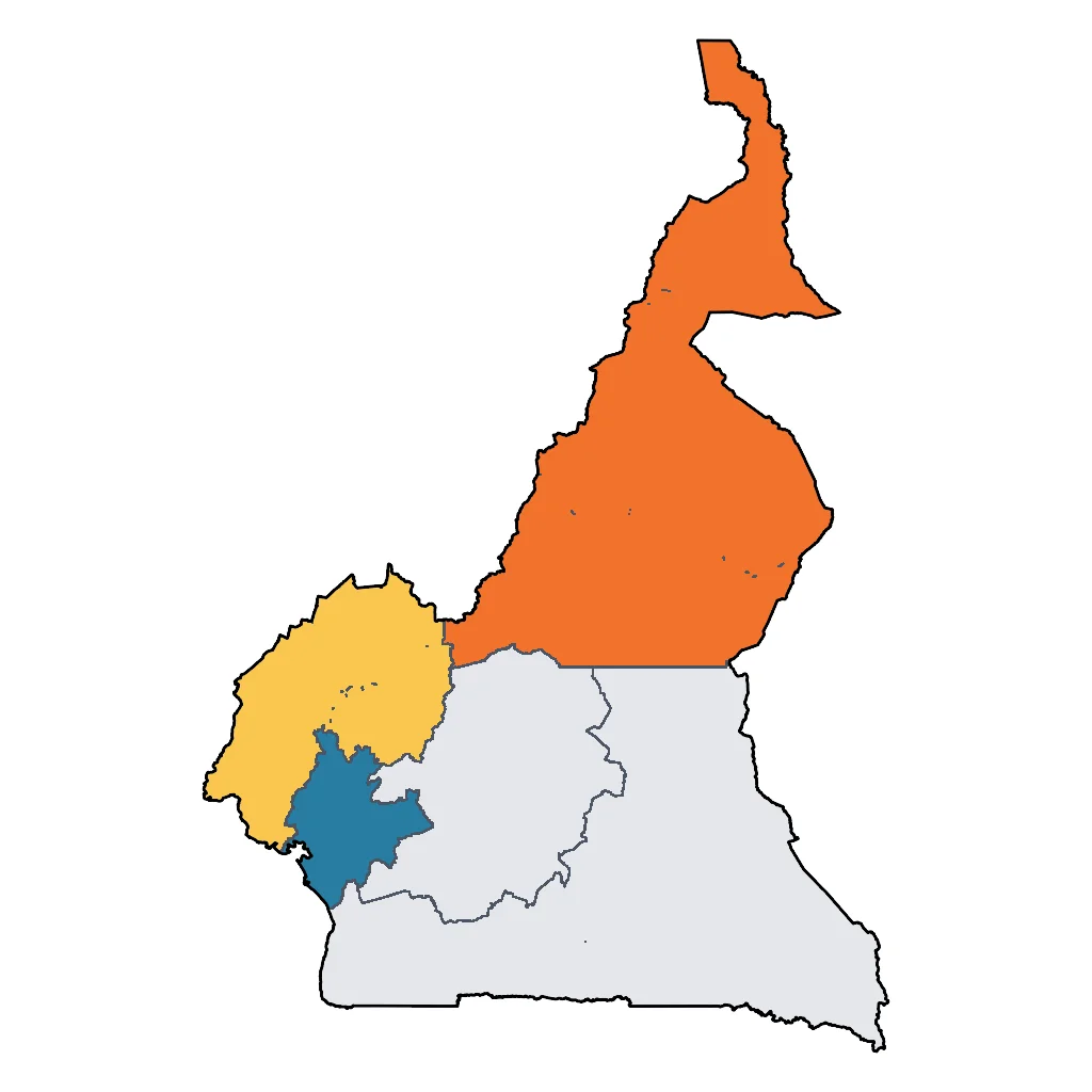 Map showing regions suitable for Festivals & Seasonal in Cameroon. Overall suitability: good.