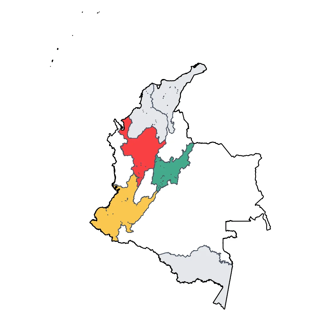 Map showing regions suitable for Road Trips & Scenic in Colombia. Overall suitability: very_good.