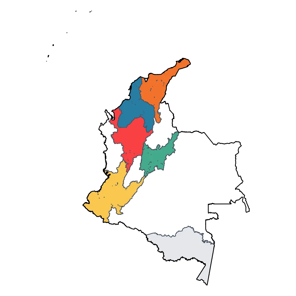 Map showing regions suitable for Sports & Active in Colombia. Overall suitability: very_good.