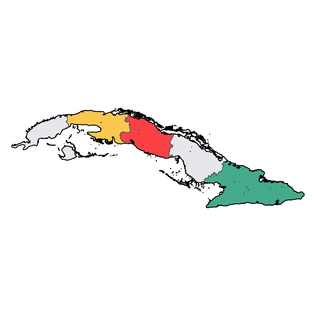 Map showing regions suitable for City & Cultural in Cuba. Overall suitability: excellent.