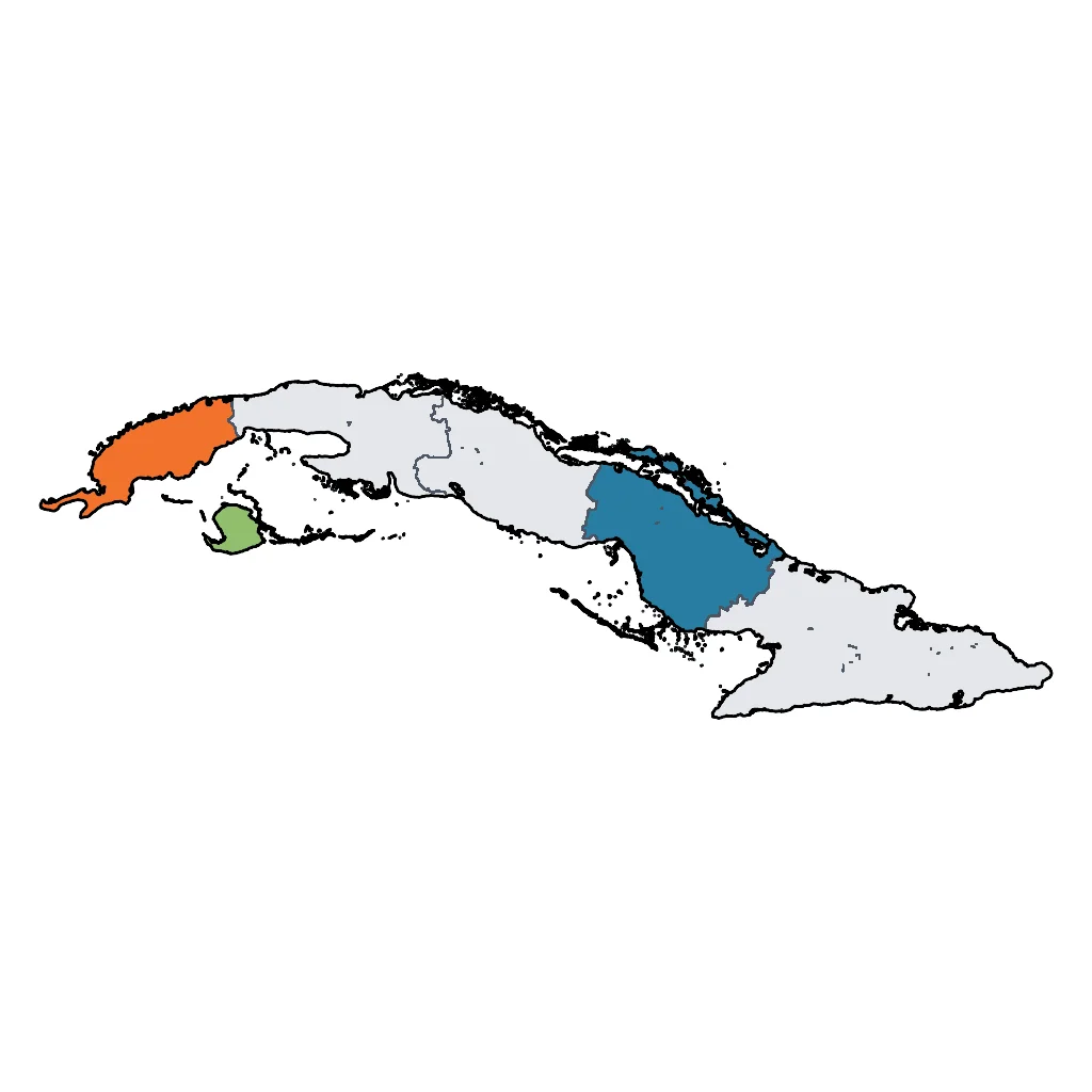 Map showing regions suitable for Relaxation & Wellness in Cuba. Overall suitability: good.