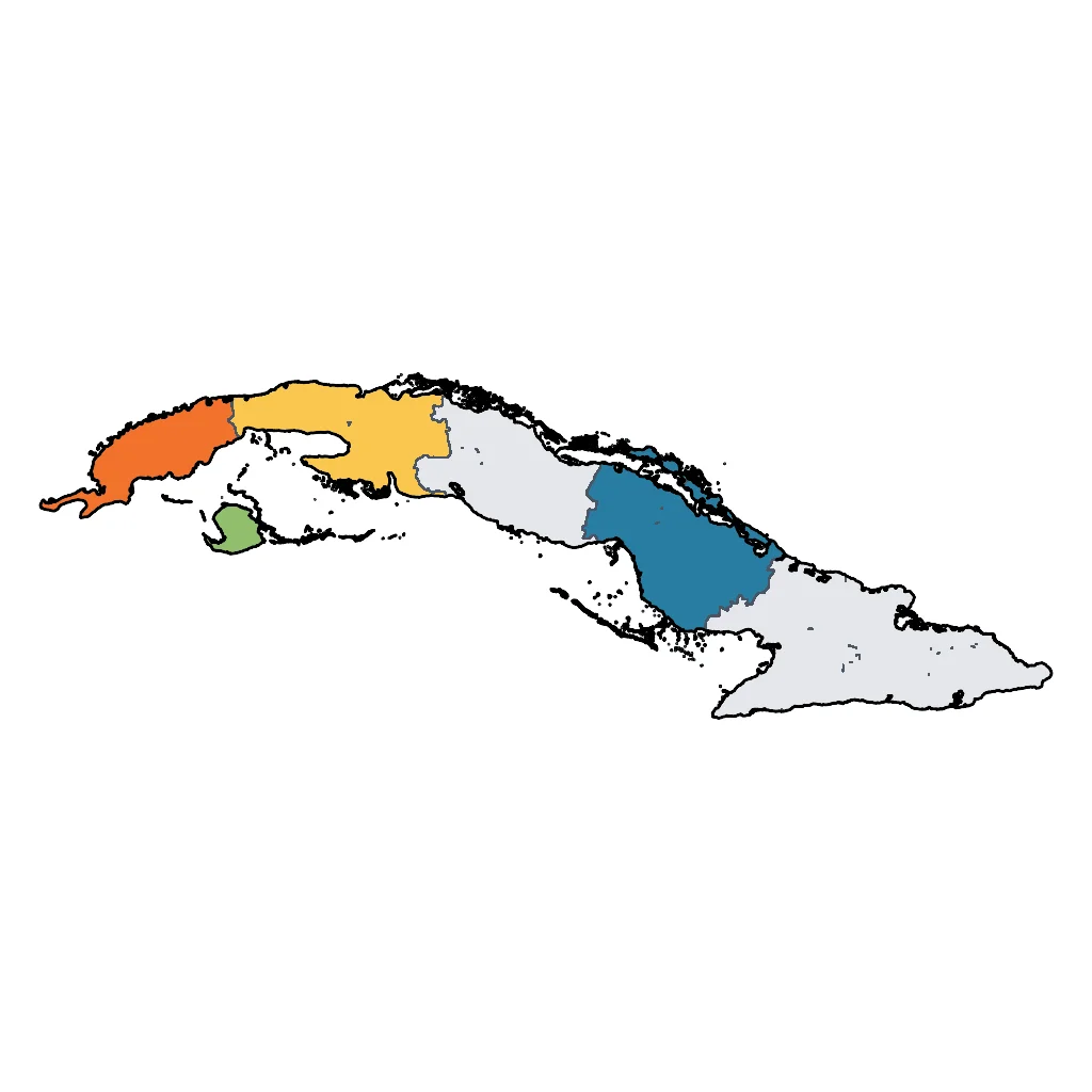Map showing regions suitable for Sports & Active in Cuba. Overall suitability: very_good.