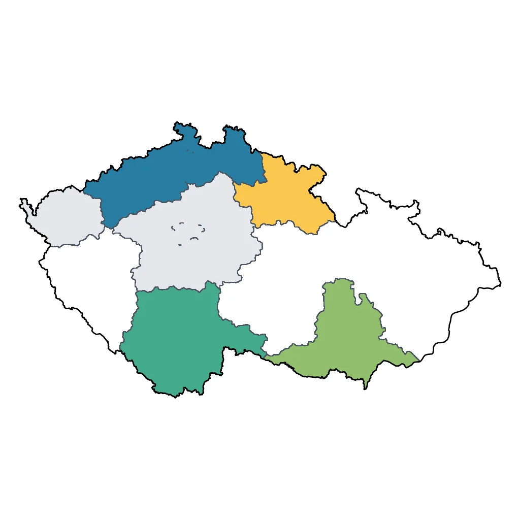 Map showing regions suitable for Adventure & Nature in Czech Republic. Overall suitability: very_good.