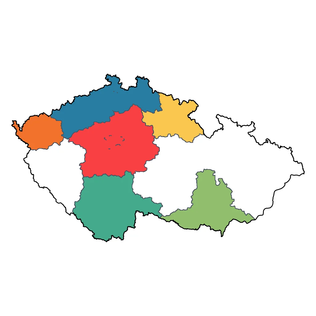 Map showing regions suitable for Relaxation & Wellness in Czech Republic. Overall suitability: excellent.