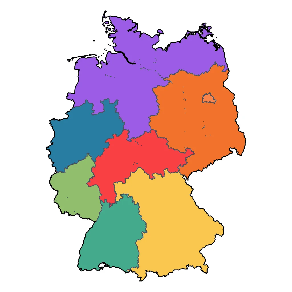 Map showing regions suitable for Educational & Exploratory in Germany. Overall suitability: excellent.