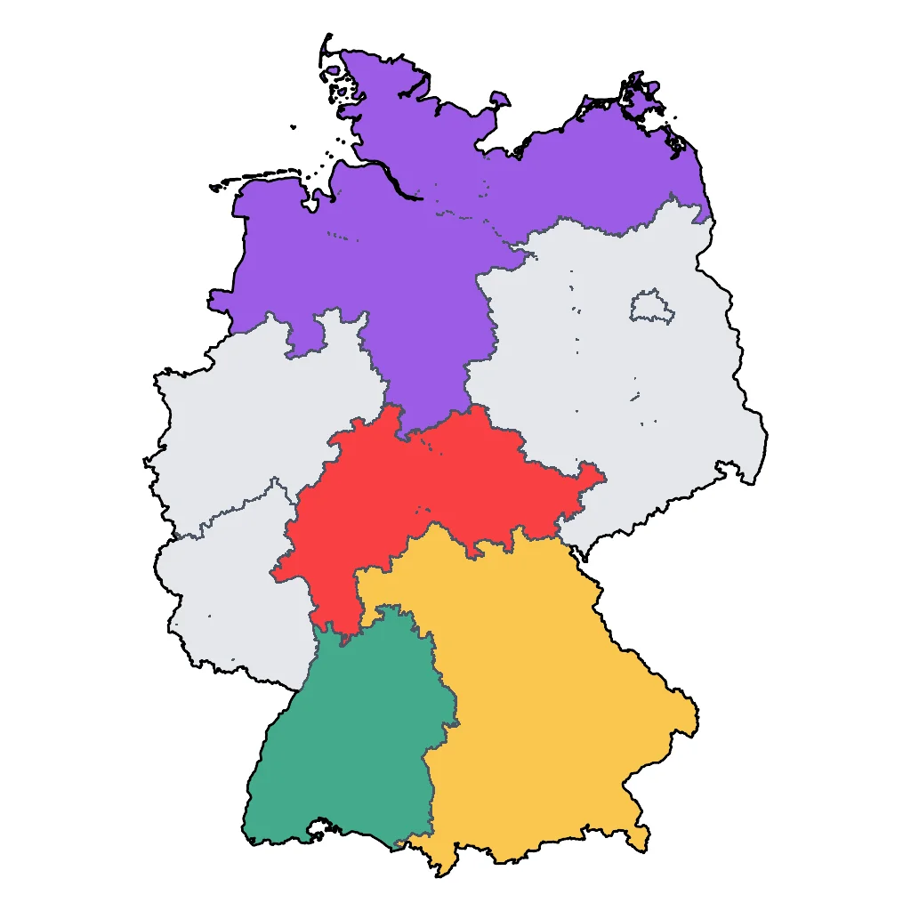 Map showing regions suitable for Relaxation & Wellness in Germany. Overall suitability: excellent.