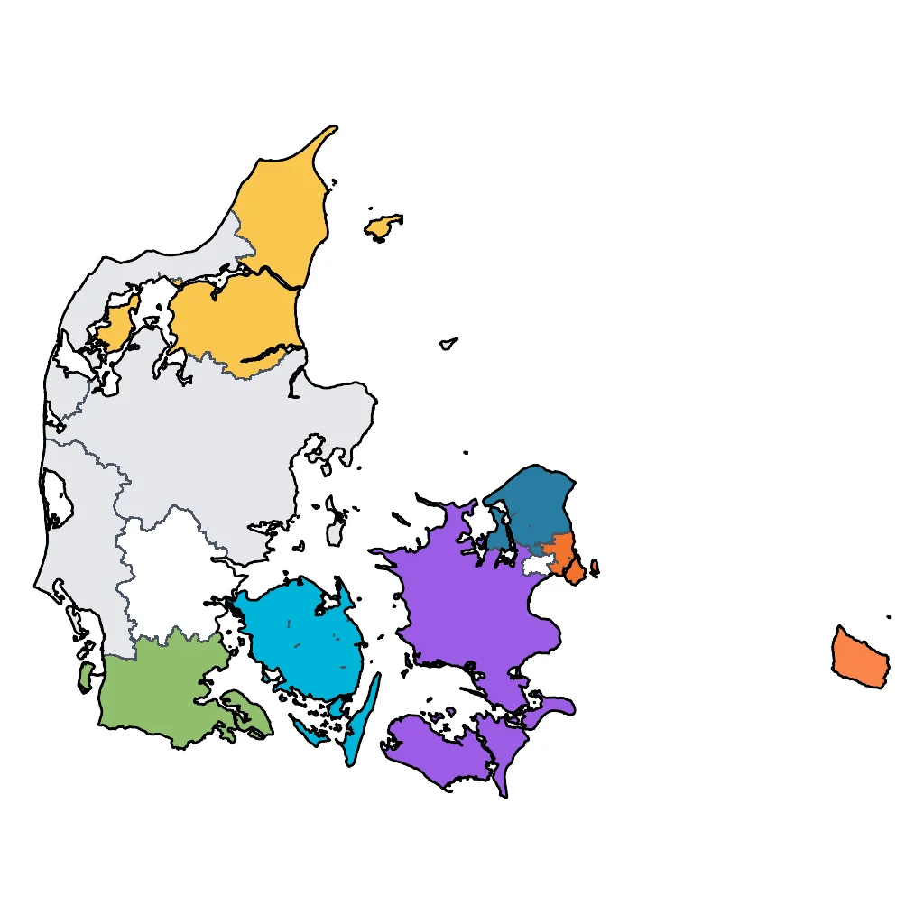 Map showing regions suitable for Relaxation & Wellness in Denmark. Overall suitability: good.
