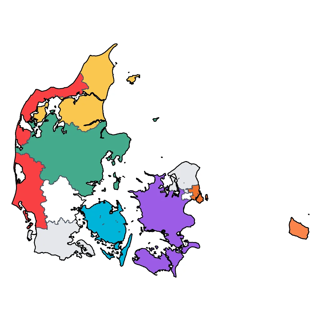 Map showing regions suitable for Sports & Active in Denmark. Overall suitability: very_good.